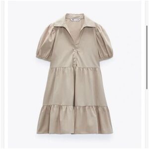 ZARA TAN Poplin Mini Dress